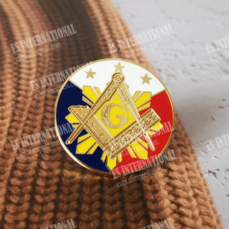 Masonic Lapel Pins Freemasonry Badge Mason Freemason BLM23 size2.6cm Simple creative Gold-plated Compass ruler men's businessies