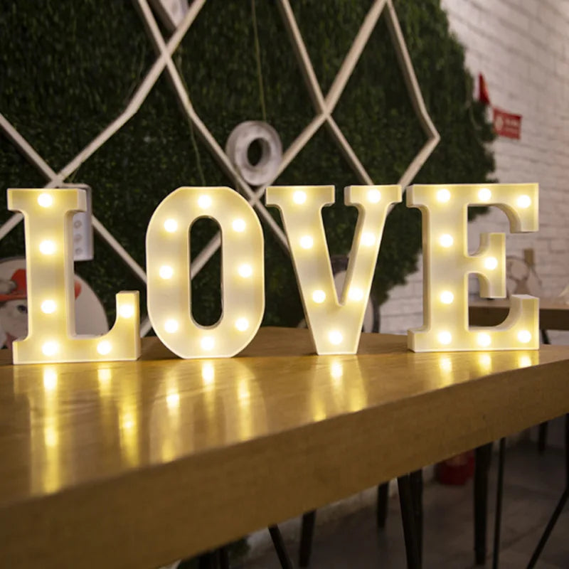 Alphabet Letter LED Lights Luminous Number Lamp Battery Warm Night