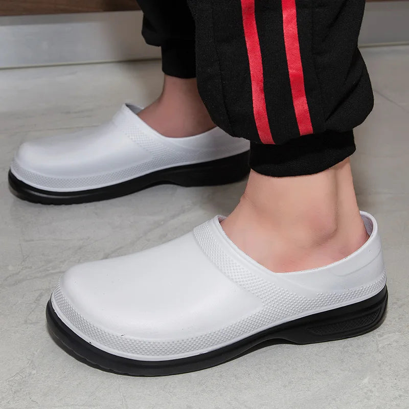 High Quality EVA Chef Shoes Non-slip Waterproof Oil-Proof Kitchen Cook Flat Working Shoes Hotel Restaurant Clogs Men Multicolor