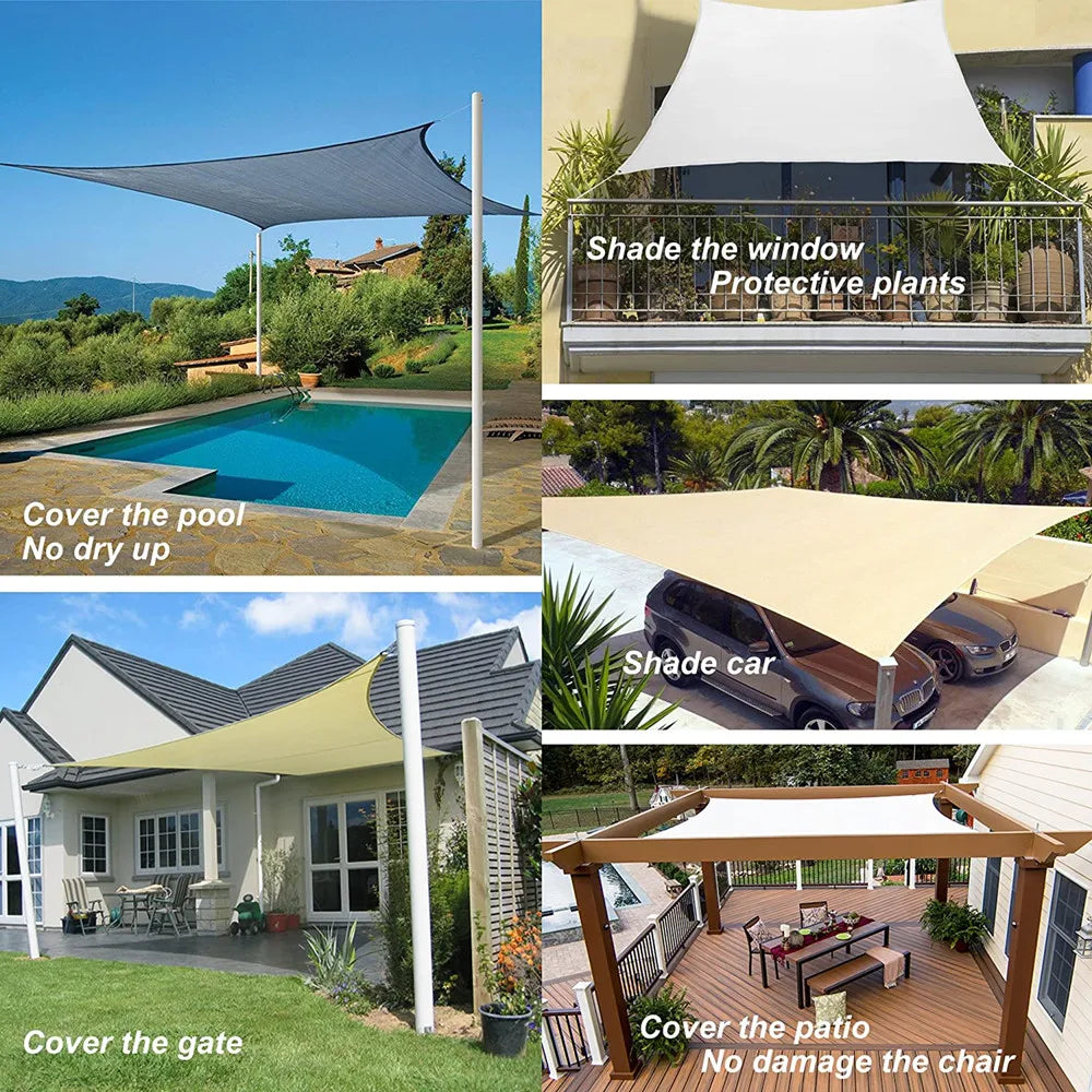 Waterproof Sun Shade Sail Square Rectangle Triangle Garden Canopy UV Block Pool Shade Cloth Sun Shelter Camping Hiking Tents