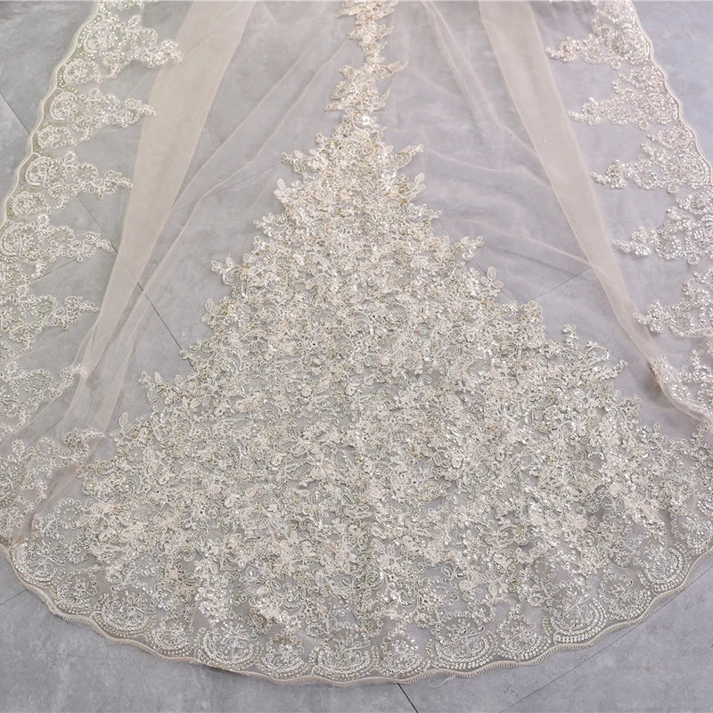 Customized Lace Sequin Wedding Veils 3 Meter Bridal Veil Wedding Accesorios Bridal Headwear Novia Velos Voile Wesele