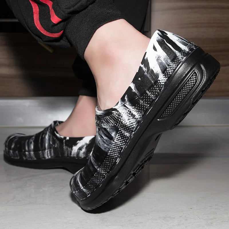 High Quality EVA Chef Shoes Non-slip Waterproof Oil-Proof Kitchen Cook Flat Working Shoes Hotel Restaurant Clogs Men Multicolor