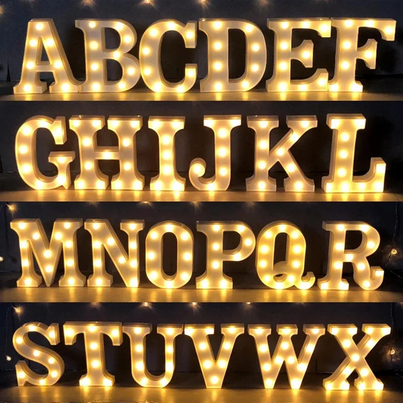 Alphabet Letter LED Lights Luminous Number Lamp Battery Warm Night