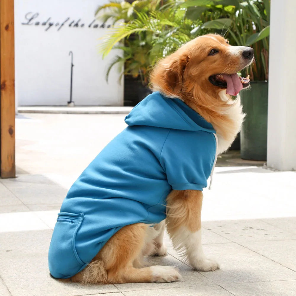 Sport Dog Hoodies for Medium and Large Dogs Warm Fleece Dog Sweatshirt with Hooded and Pocket Big Dog Clothes Winter Pet Outfits