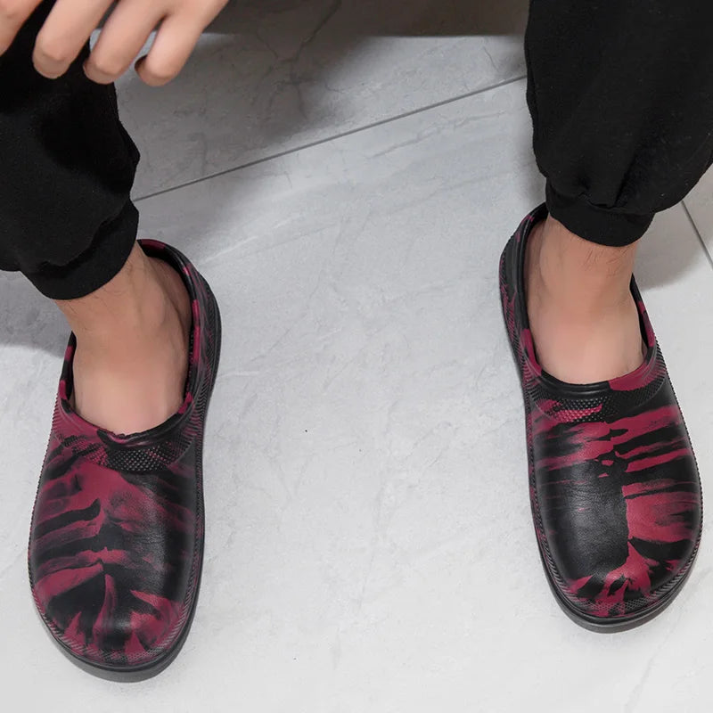 High Quality EVA Chef Shoes Non-slip Waterproof Oil-Proof Kitchen Cook Flat Working Shoes Hotel Restaurant Clogs Men Multicolor