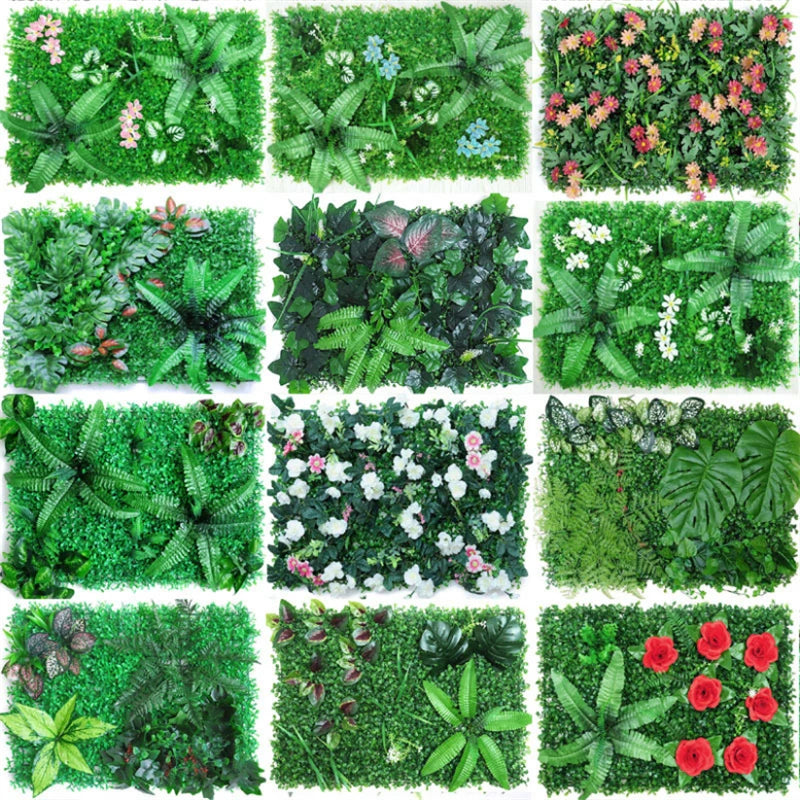 40x60cm Green Artificial Plants Wall Panel Plastic Outdoor Lawns