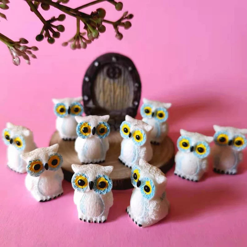 sale~10Pcs/owls/miniatures animals/lovely cute/fairy garden gnome/moss terrarium decor/crafts/bonsai/figurine/diy supplies