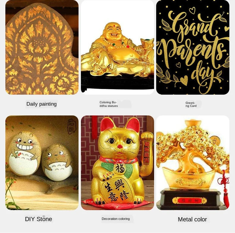 100ml Gold Acrylic Paint Metallic Color Pigment Waterproof Gypsum Toys Statuary Coloring DIY Textile Painting Graffiti Colorant
