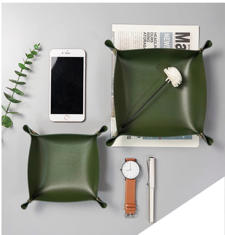 Trays Leather Personalized Desk Organizer Desktop Storage Box for Jewlery Key Cosmetics Glasses Headphone Wallet Office Home Use