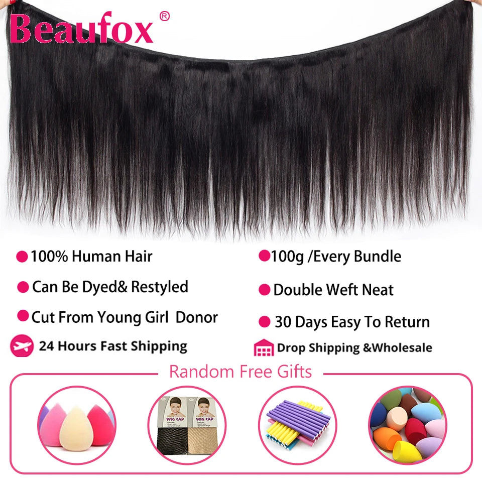 Beaufox Peruvian Hair Bundles Straight Human Hair Weave Bundles
