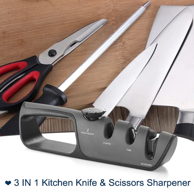 Adjustable Angle Knife Sharpener Professional Tool Knife Sharpener 3 StageScissors Sharpening Stone Grinder Kitchen Gadgets