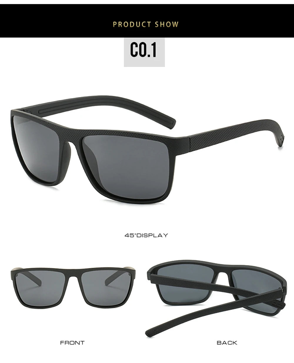 MUSELIFE Polarized Sunglasses for Men - Fashion Square Design Driving Eyewear in Plastic - Oculos de Sol for Travel