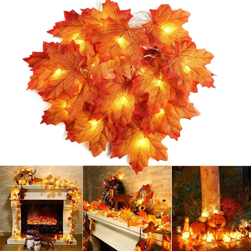 2/3/6M Christmas Decoration Artificial Maple Leaf Leaves LED Light