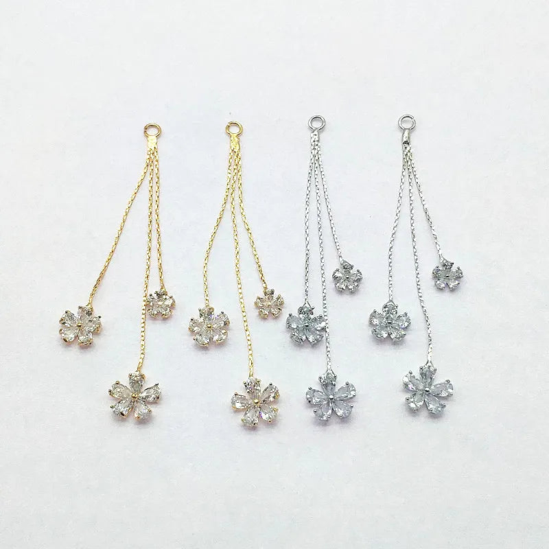 ! 75x10mm 10pcs Plating Real gold Zircon/Chain Charm For