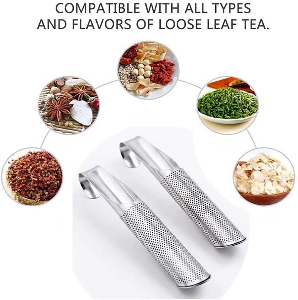 Tea Infuser Stainless Steel Stick Pipe Tea Steeper Strainer Mesh Tea Maker for Loose Tea Leaf Herbs Spice Single Cup Brewer Mugs