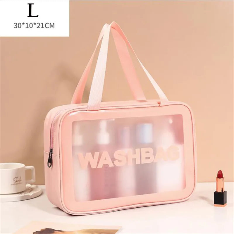Women's Bag Portable Travel Wash Makeup Bag Clear Makeup Bag Waterproof Cosmetic Lettered Skin Care Makeup Beauty Bags