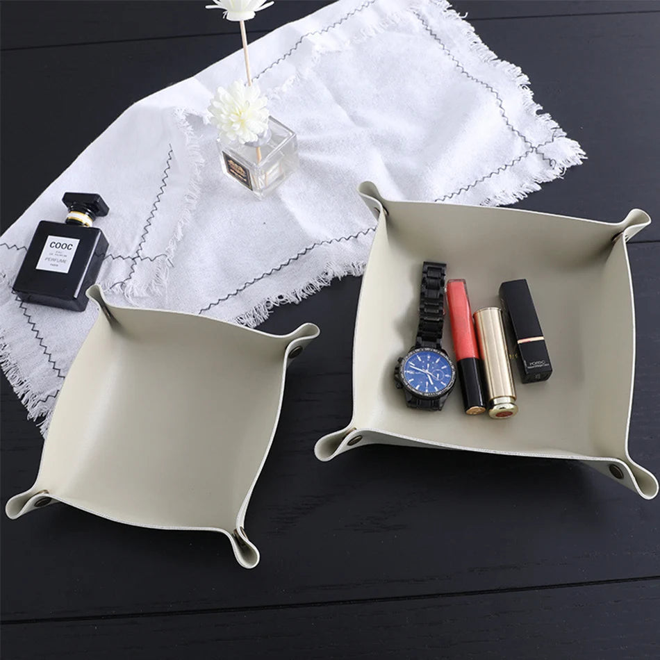 Trays Leather Personalized Desk Organizer Desktop Storage Box for Jewlery Key Cosmetics Glasses Headphone Wallet Office Home Use