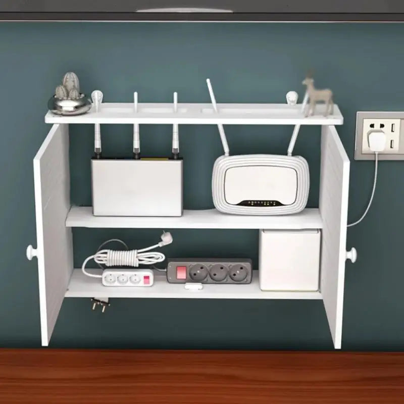 Punch-free Double Layers Wall Shelf TV set-top Box Rack Living Room Router Wall Hanging Storage Box Wireless Wifi Router Shelf