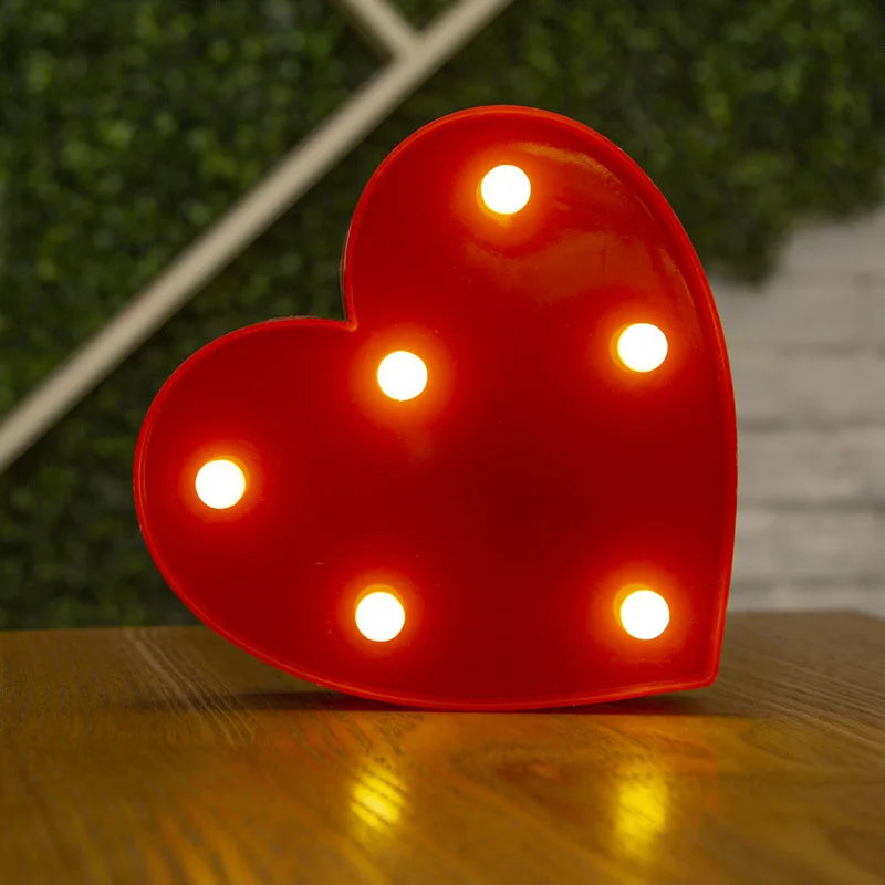 Alphabet Letter LED Lights Luminous Number Lamp Battery Warm Night