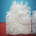 1Yard/23cm White Ivory Sequin Cording Fabric Flower Venise Venice Mesh Lace Trim Applique Sewing Craft for Wedding Dec.
