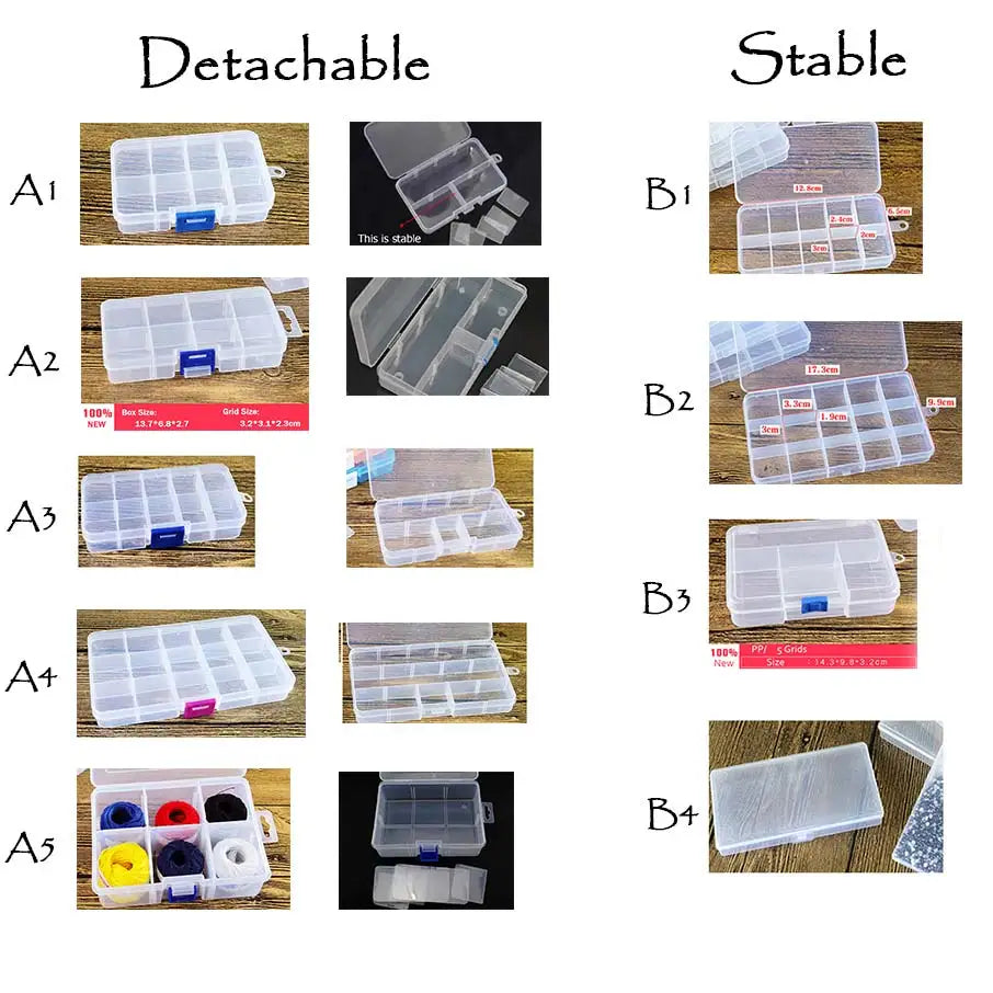 Multi Grids Plastic Detachable Storage Boxes Bins for Tools&Jewelry&Fishing Gear&Screw Desk Organizer cajas de madera