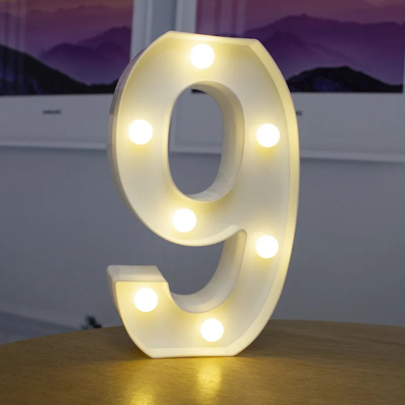 Alphabet Letter LED Lights Luminous Number Lamp Battery Warm Night