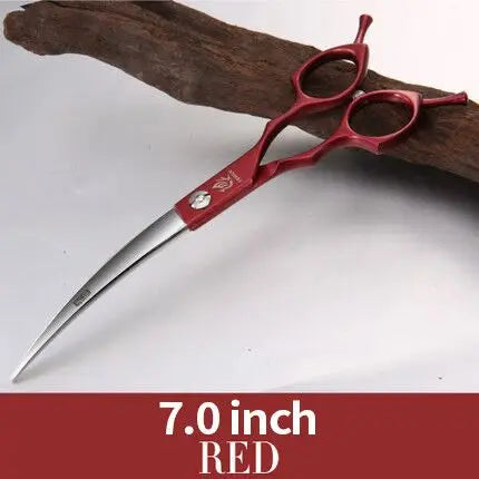 Fenice Professional symetrical handle colorful 6.5 inch pet dog curved animal grooming scissors