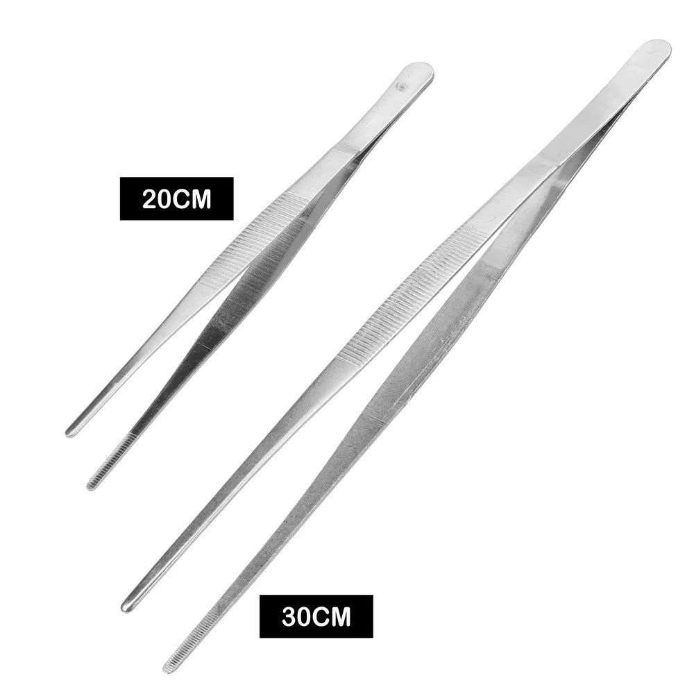 20CM/30CM Long Barbecue  Food Tong Stainless Steel Home Medical Garden Kitchen BBQ Tool Toothed Tweezer Straight  Tweezer