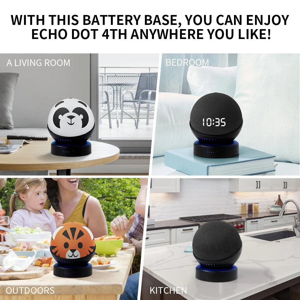 Echo Dot 4th/5th Gen Battery Base Portable Wireless Charger Mobile Alexa Smart Speasker Battery Base for Echo Dot 4th/5th