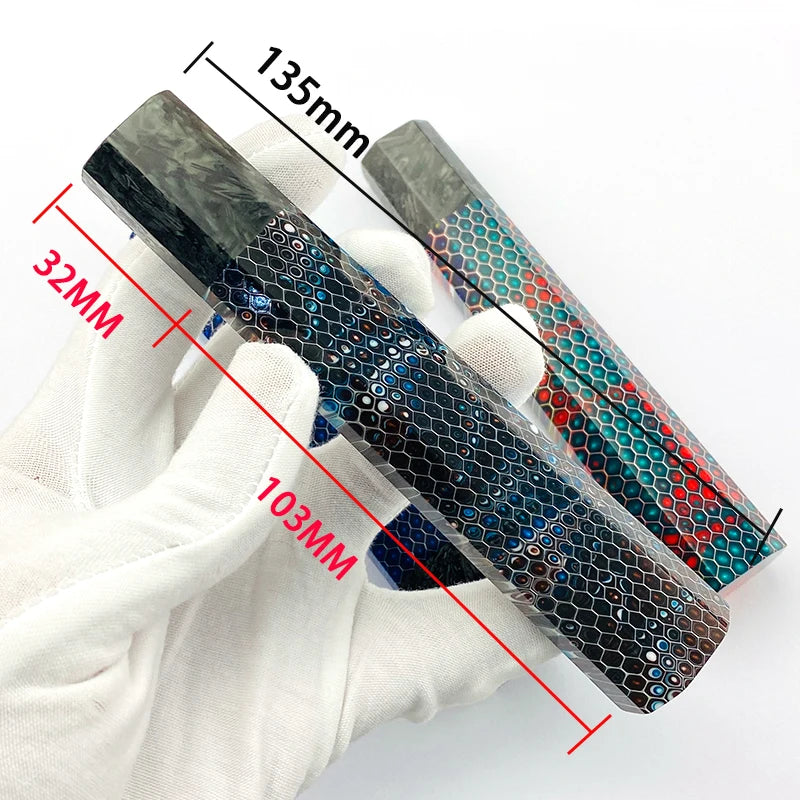 1pc Carbon Fiber + C-Tek Resin Octagonal Knife Handle for DIY Semi-finished Damascus Knife Handle Material Kitchen Knife Handle