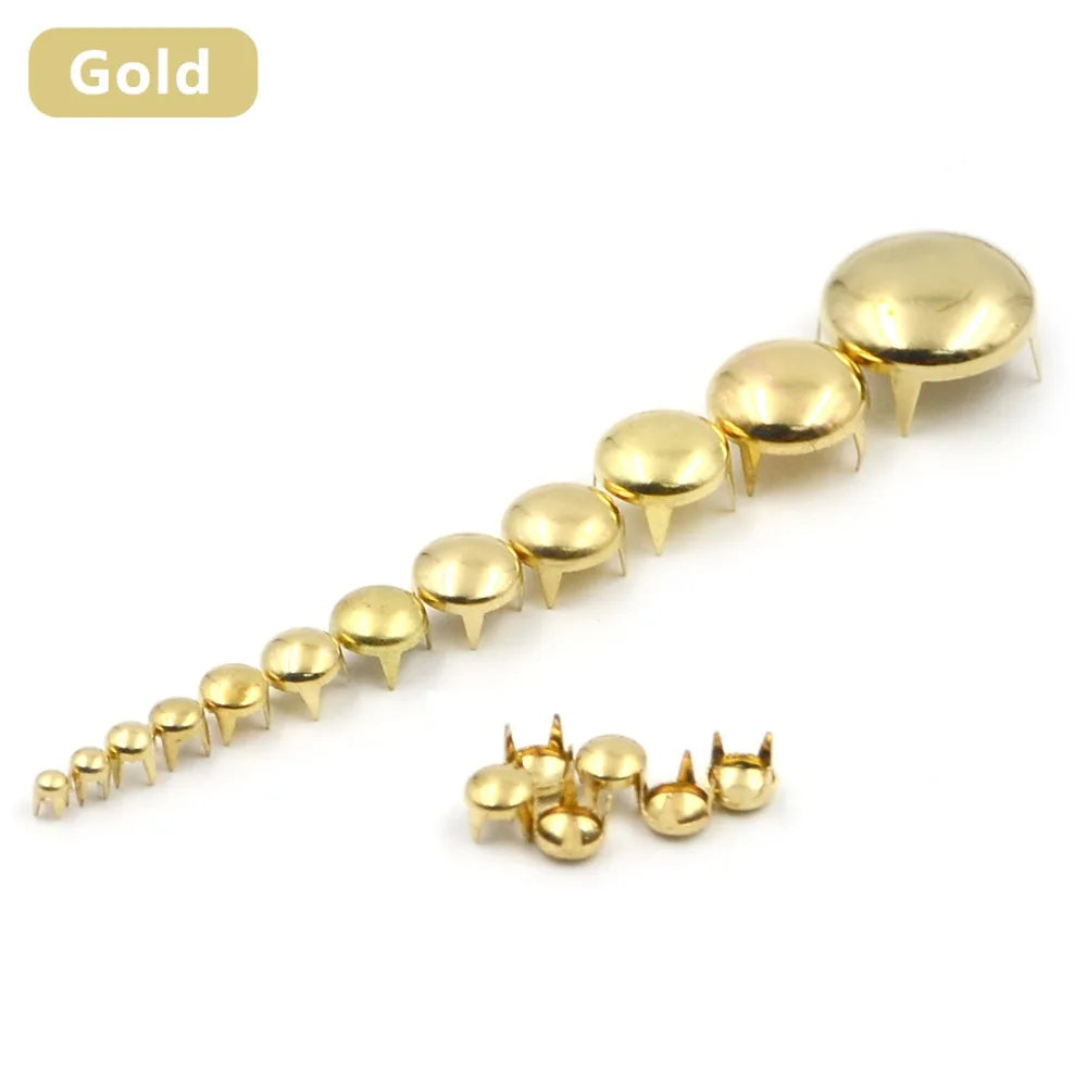 100pcs 2.5-16mm Round Dome Rivets Spike Studs Spots Nailhead Punk Rock DIY Leather Craft For Shoes Clothing Bag Parts Decoration