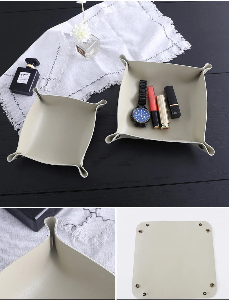 Trays Leather Personalized Desk Organizer Desktop Storage Box for Jewlery Key Cosmetics Glasses Headphone Wallet Office Home Use