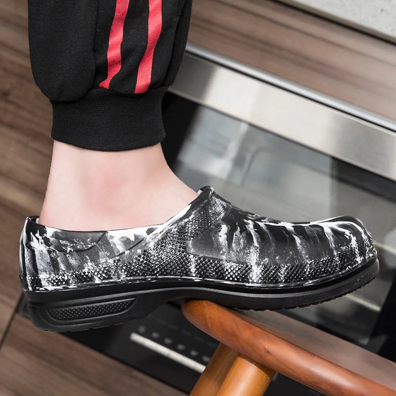 High Quality EVA Chef Shoes Non-slip Waterproof Oil-Proof Kitchen Cook Flat Working Shoes Hotel Restaurant Clogs Men Multicolor