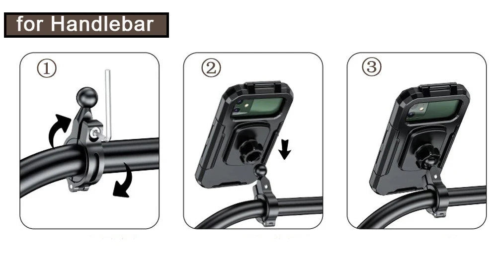 2022 Waterproof Case 12V Motorcycle Phone Holder Wireless Charger 15W Qi/ Type C PD USB Fast Charge Mount Box Double Socket Arms