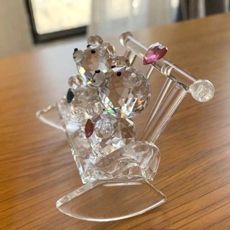 Crystal Couple Bear Figurine Glass Animal Bear Car Ornament Decor Home Table Decor Valentine's Day Gifts For Lovers