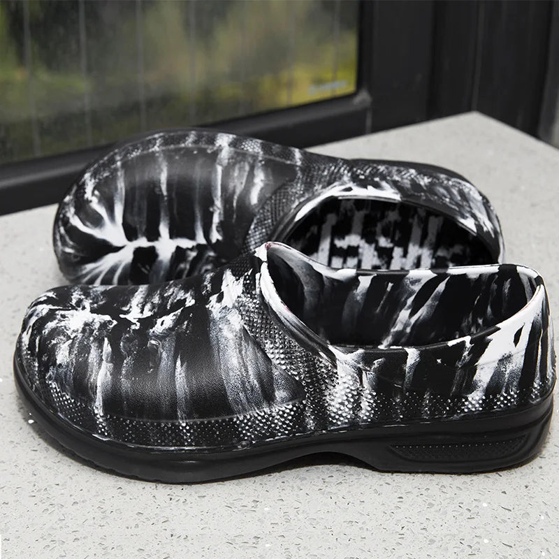 High Quality EVA Chef Shoes Non-slip Waterproof Oil-Proof Kitchen Cook Flat Working Shoes Hotel Restaurant Clogs Men Multicolor