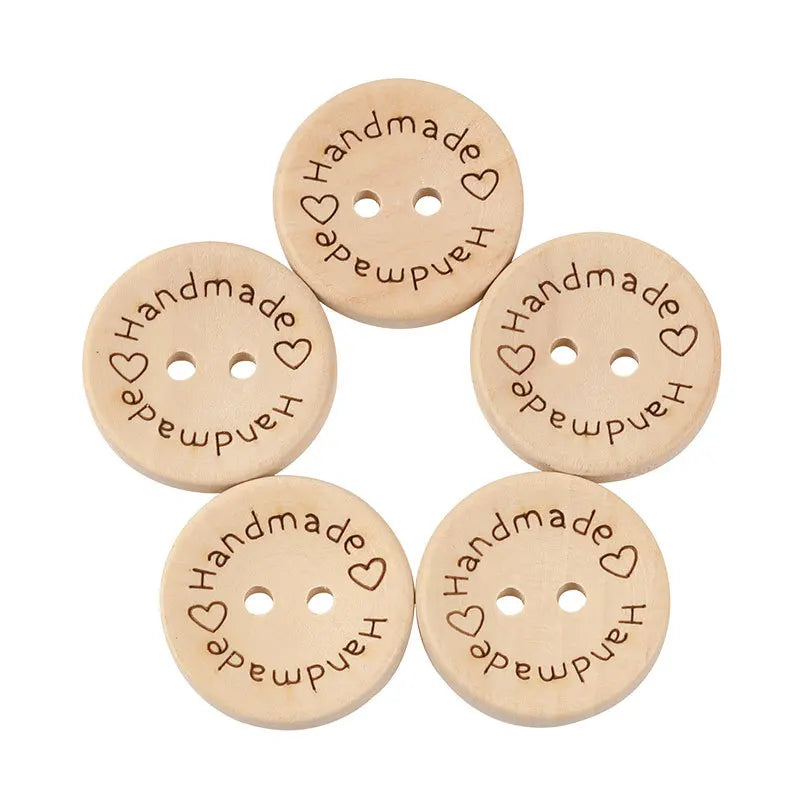 50Pcs 2Hole Natural Wooden Buttons handmade with love wood Button For Scrapbooking Craft DIY Baby Clothing Sewing Accessories