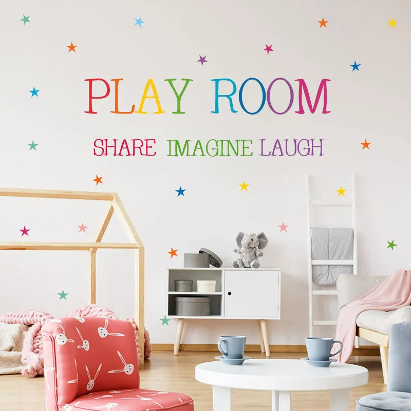 Colored Pattern Play Room Wall Sticker Kids Rooms Bedroom Decorations Wallpaper English Proverbs Mural Removable Stickers Poster