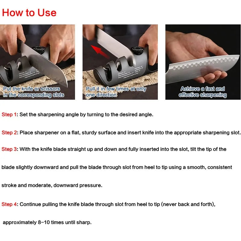 Adjustable Angle Knife Sharpener Professional Tool Knife Sharpener 3 StageScissors Sharpening Stone Grinder Kitchen Gadgets