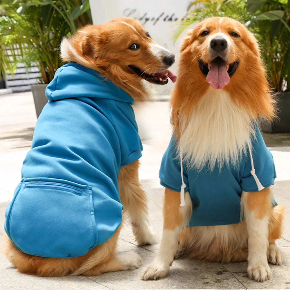 Sport Dog Hoodies for Medium and Large Dogs Warm Fleece Dog Sweatshirt with Hooded and Pocket Big Dog Clothes Winter Pet Outfits