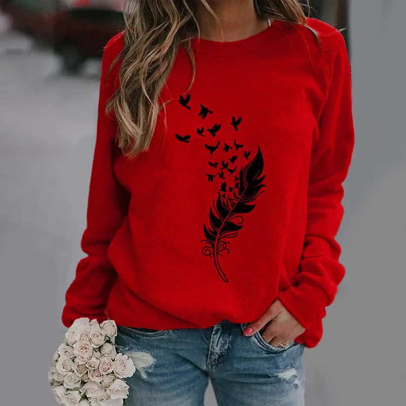Women S-3XL Fashion Winter Womens Casual Long Sleeve Tops Ladies Print Sweatshirt high quality materials