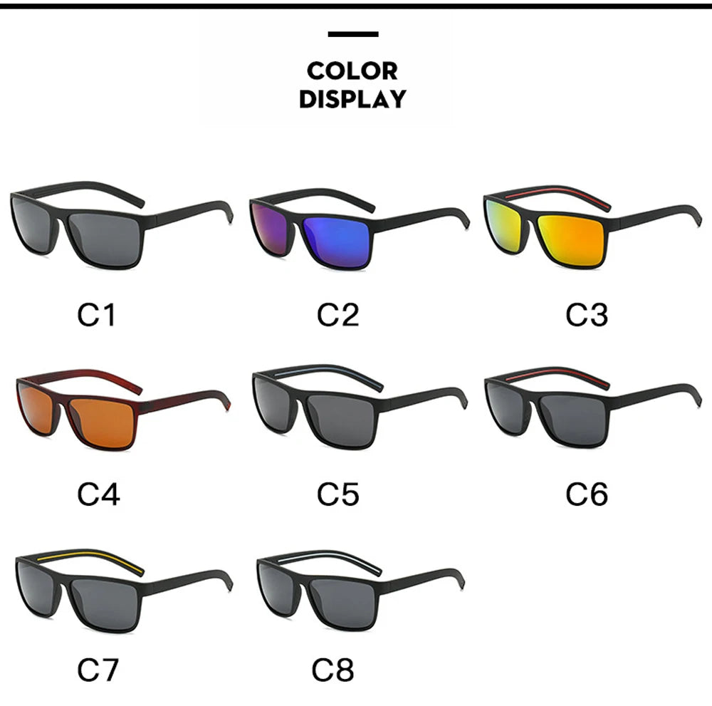MUSELIFE Polarized Sunglasses for Men - Fashion Square Design Driving Eyewear in Plastic - Oculos de Sol for Travel