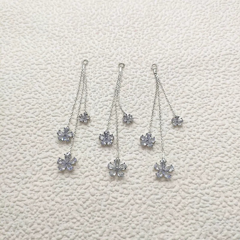 ! 75x10mm 10pcs Plating Real gold Zircon/Chain Charm For