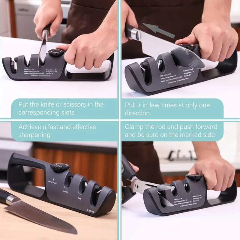Adjustable Angle Knife Sharpener Professional Tool Knife Sharpener 3 StageScissors Sharpening Stone Grinder Kitchen Gadgets
