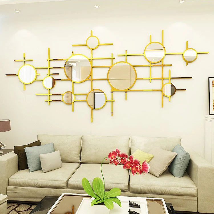 Simple Line Geometry Mirror Acrylic Wall Stickers, Living Room Wall Decoration, Originality 3D, DIY Home Decor