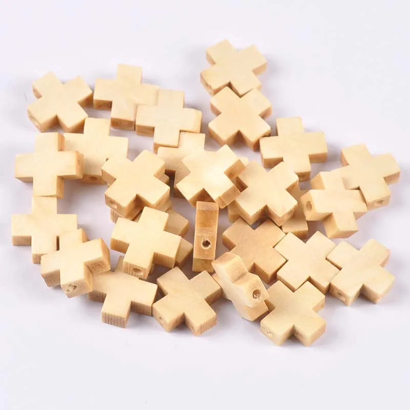 15x15mm 50Pcs Mixed Cross Unfinished Wooden Handmade Supplies Wood DIY Craft Scrapbook Home Decor Ornaments Accessories M2673