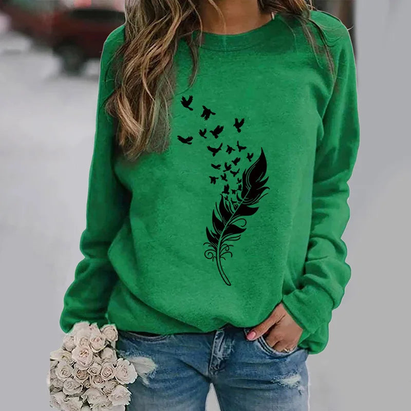 Women S-3XL Fashion Winter Womens Casual Long Sleeve Tops Ladies Print Sweatshirt high quality materials