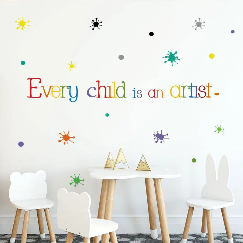 Every Child Is An Artist Wall Sticker English Proverbs For Kids Room Bedroom Decoration Home Decor Art Mural Colorful Stickers