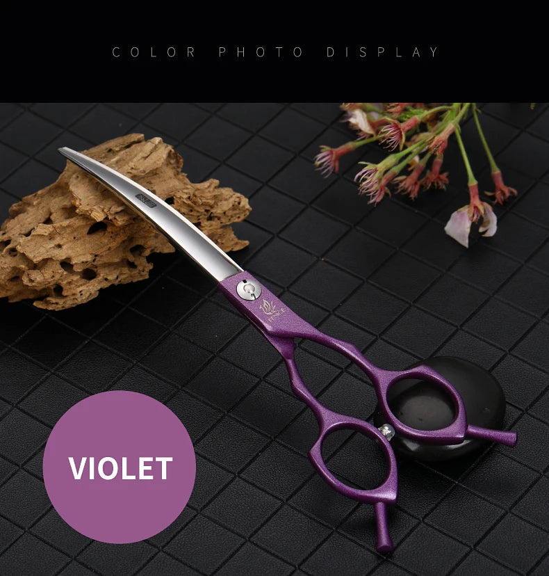 Fenice Professional symetrical handle colorful 6.5 inch pet dog curved animal grooming scissors