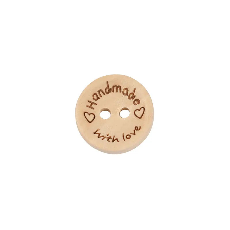 50Pcs 2Hole Natural Wooden Buttons handmade with love wood Button For Scrapbooking Craft DIY Baby Clothing Sewing Accessories
